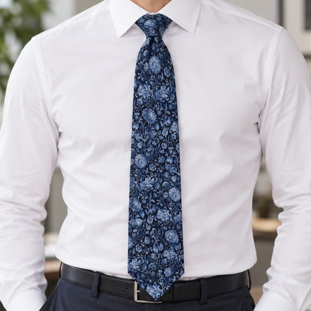 The Metropolitan Museum of Art OS Necktie Silk Blue Floral William Morris Art